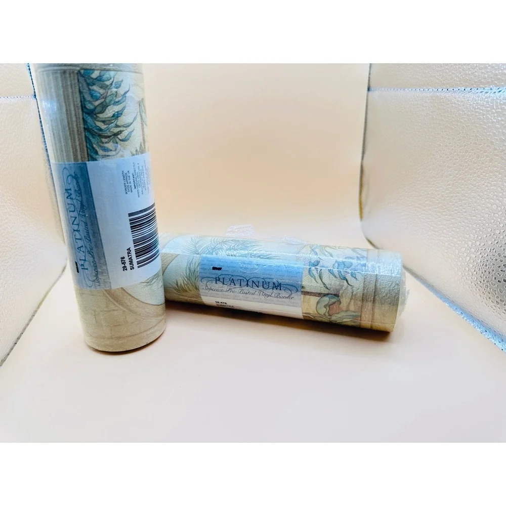 Vymura‎ Platinum Sumatra Tropical Palm Leaf Vinyl Wallpaper Border 29-576 UK 5yd